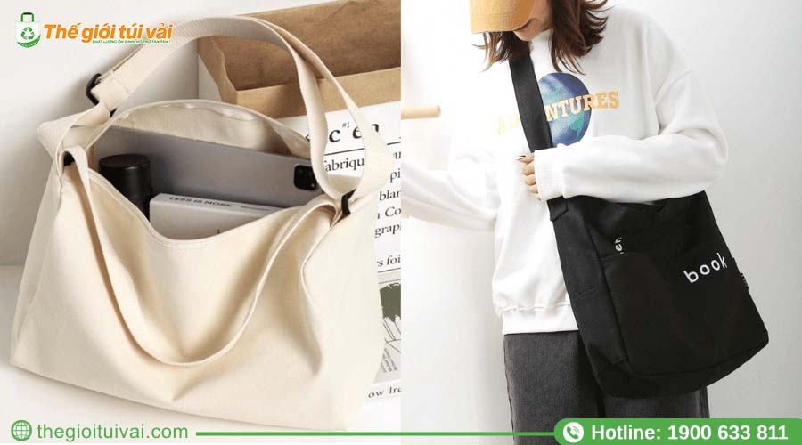 Quai vải canvas bản rộng, dày dặn, có thể điều chỉnh độ dài dễ dàng Quai vải canvas bản rộng, dày dặn, có thể điều chỉnh độ dài dễ dàng