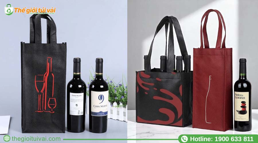 Thiết kế mẫu túi vải đựng rượu tối giản, sang trọng Thiết kế mẫu túi vải đựng rượu tối giản, sang trọng