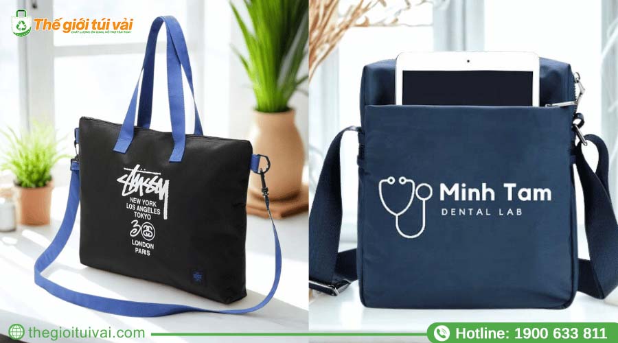 Mẫu túi đeo chéo vải dù thiết kế hiện đại, in logo nổi bật Mẫu túi đeo chéo vải dù thiết kế hiện đại, in logo nổi bật