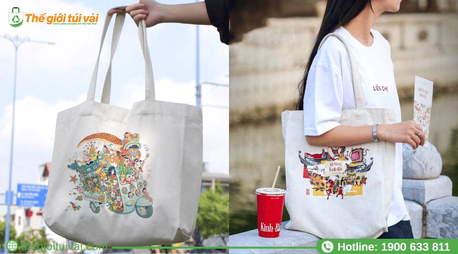 Túi vải bố in các họa tiết mang đậm nét văn hóa dân gian Việt Nam Túi vải bố in các họa tiết mang đậm nét văn hóa dân gian Việt Nam