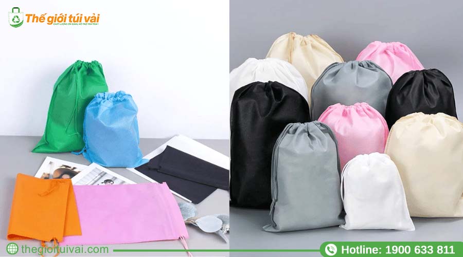 Túi vải không dệt có miệng túi được rút lại bằng dây Túi vải không dệt có miệng túi được rút lại bằng dây