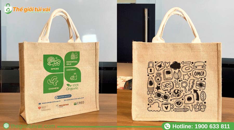 Túi vải đay cao cấp, màu nâu tự nhiên, có quai xách bằng linen Túi vải đay cao cấp, màu nâu tự nhiên, có quai xách bằng linen