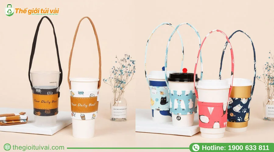 Quai vải đựng ly giữ nhiệt được in các hình ảnh bắt mắt, dễ thương Quai vải đựng ly giữ nhiệt được in các hình ảnh bắt mắt, dễ thương