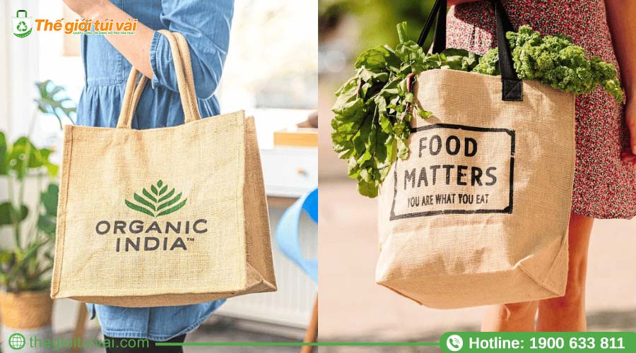 Túi sợi đay đang được sử dụng để đi chợ, đựng vật phẩm Túi sợi đay đang được sử dụng để đi chợ, đựng vật phẩm