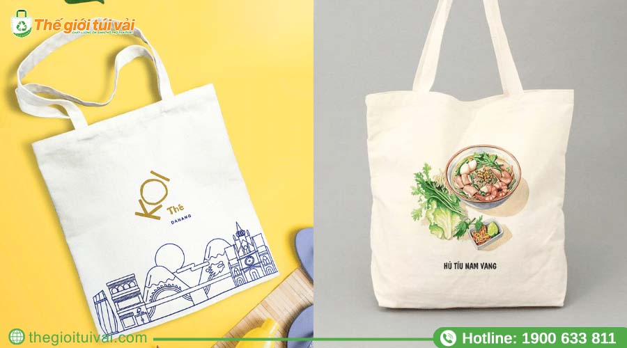 Túi canvas với họa tiết đồ họa tối giản Túi canvas với họa tiết đồ họa tối giản