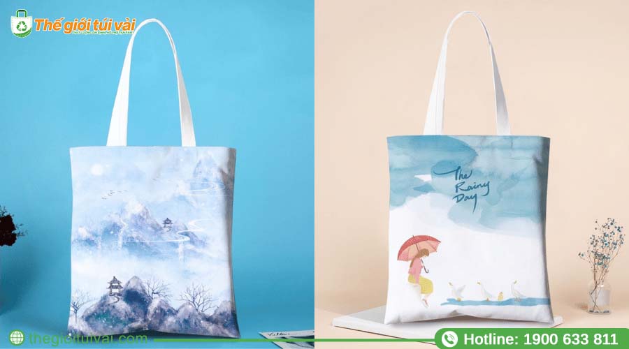 Túi vải canvas in phủ họa tiết toàn mặt trước Túi vải canvas in phủ họa tiết toàn mặt trước