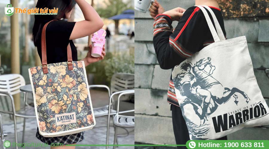 Túi canvas in họa tiết cổ điển Túi canvas in họa tiết cổ điển