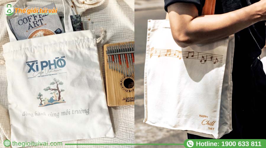 Túi canvas dáng hộp đứng, may viền nổi chắc chắn Túi canvas dáng hộp đứng, may viền nổi chắc chắn