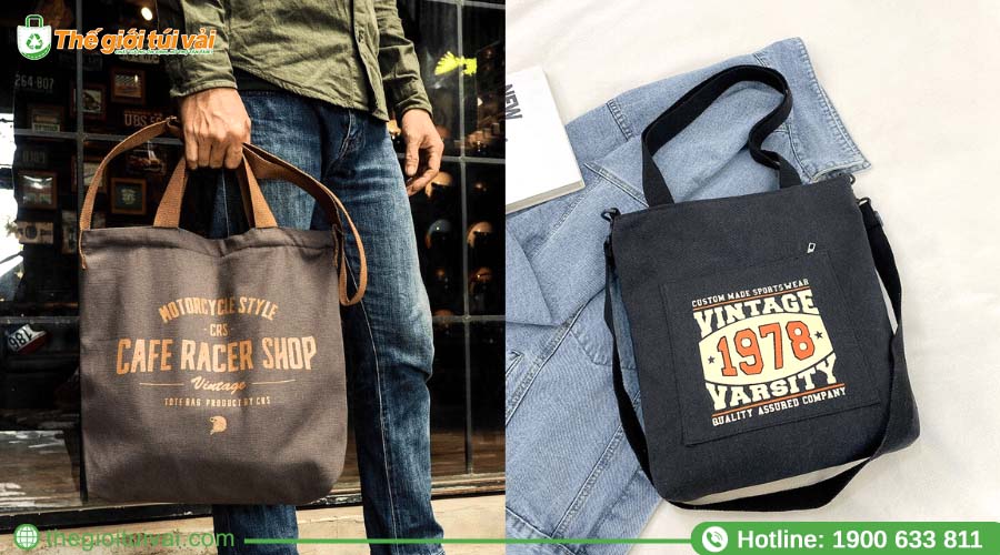 Túi đeo chéo canvas phối dây bản lớn Túi đeo chéo canvas phối dây bản lớn