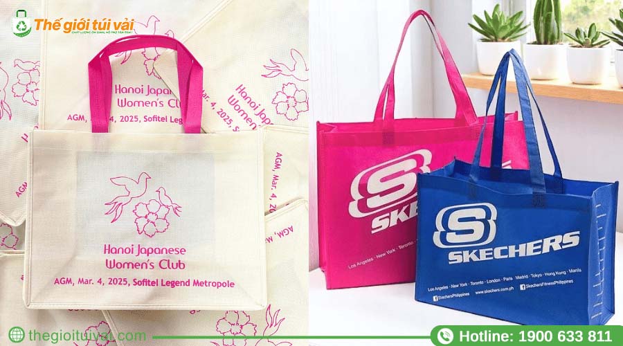 Túi vải không dệt dạng hộp in logo và hình ảnh sản phẩm sắc nét Túi vải không dệt dạng hộp in logo và hình ảnh sản phẩm sắc nét
