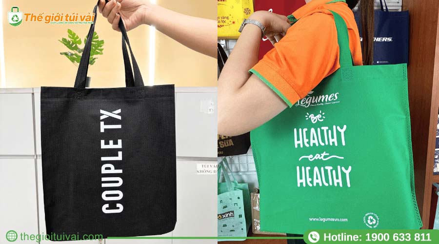 Túi vải không dệt ép nhiệt tiện lợi đeo vai, in logo đơn giản Túi vải không dệt ép nhiệt tiện lợi đeo vai, in logo đơn giản