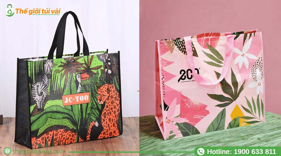 Túi vải không dệt dáng hộp nằm ngang, cán màng Túi vải không dệt dáng hộp nằm ngang, cán màng