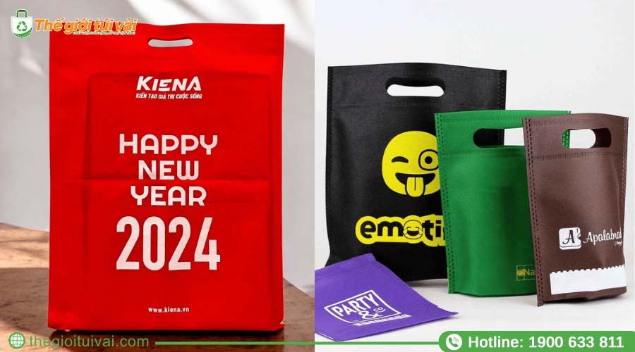 Túi vải không dệt màu sắc tươi sáng, quai đục lỗ tiện lợi Túi vải không dệt màu sắc tươi sáng, quai đục lỗ tiện lợi