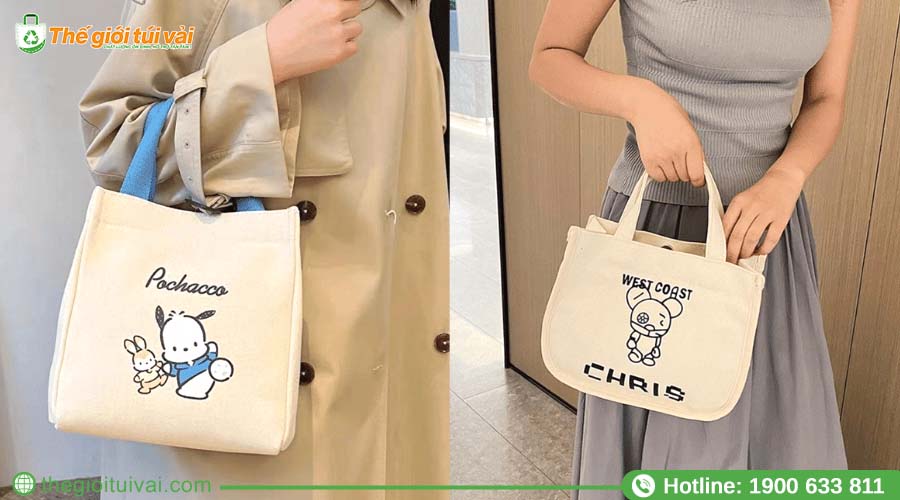 Túi tote vải bố kích thước nhỏ nhắn, phụ kiện thời trang Túi tote vải bố kích thước nhỏ nhắn, phụ kiện thời trang