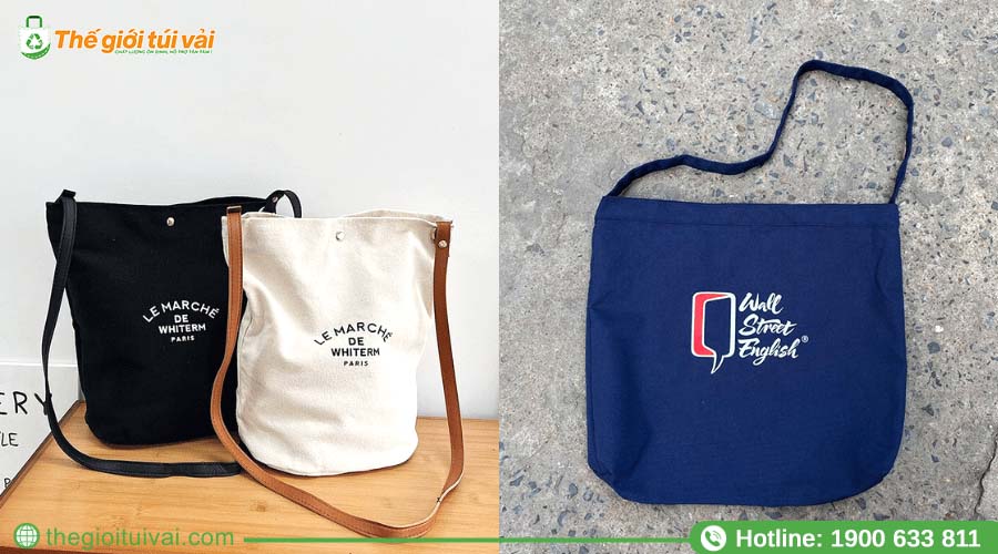 Mẫu túi đeo chéo canvas in logo nhỏ, tinh giản Mẫu túi đeo chéo canvas in logo nhỏ, tinh giản