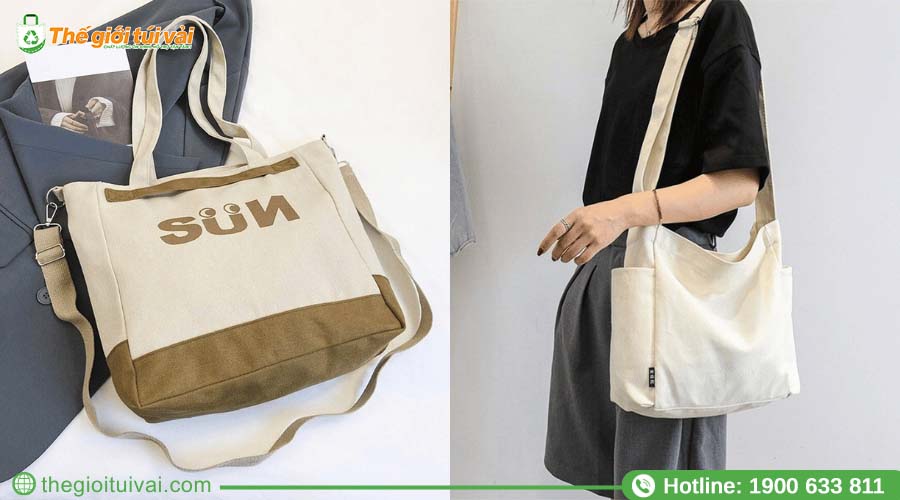 Túi đeo chéo màu trung tính phối logo tối giản Túi đeo chéo màu trung tính phối logo tối giản