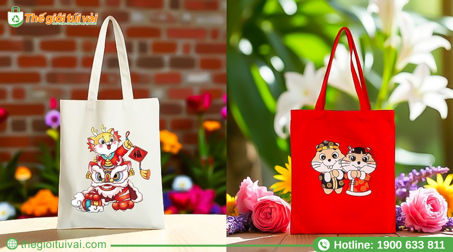 Túi vải bố phù hợp đựng bộ giftset quà tặng dịp Tết Túi vải bố phù hợp đựng bộ giftset quà tặng dịp Tết