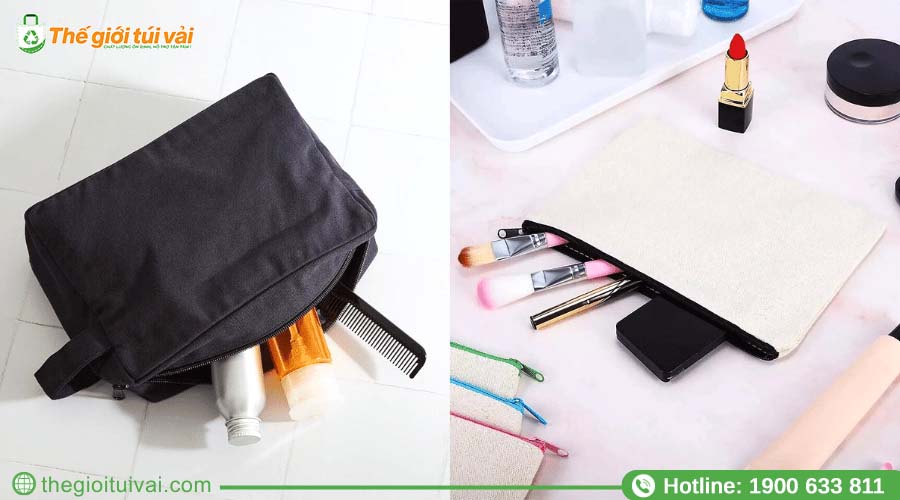 Túi canvas trơn kích thước nhỏ, phù hợp đựng mỹ phẩm Túi canvas trơn kích thước nhỏ, phù hợp đựng mỹ phẩm