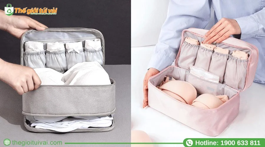 Túi vải dạng ngăn kéo riêng biệt giúp phân loại đồ lót Túi vải dạng ngăn kéo riêng biệt giúp phân loại đồ lót