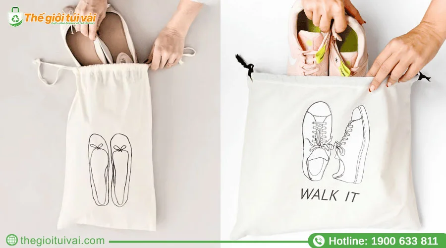 Túi đựng giày sản xuất bằng vải canvas Túi đựng giày sản xuất bằng vải canvas