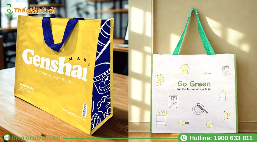 Túi PP dệt kết hợp thông điệp bảo vệ môi trường Túi PP dệt kết hợp thông điệp bảo vệ môi trường