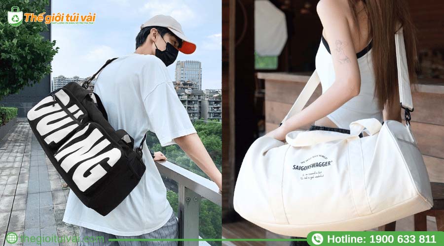 Mẫu túi trống canvas phối khóa kéo, dây đeo chéo tiện lợi di chuyển Mẫu túi trống canvas phối khóa kéo, dây đeo chéo tiện lợi di chuyển