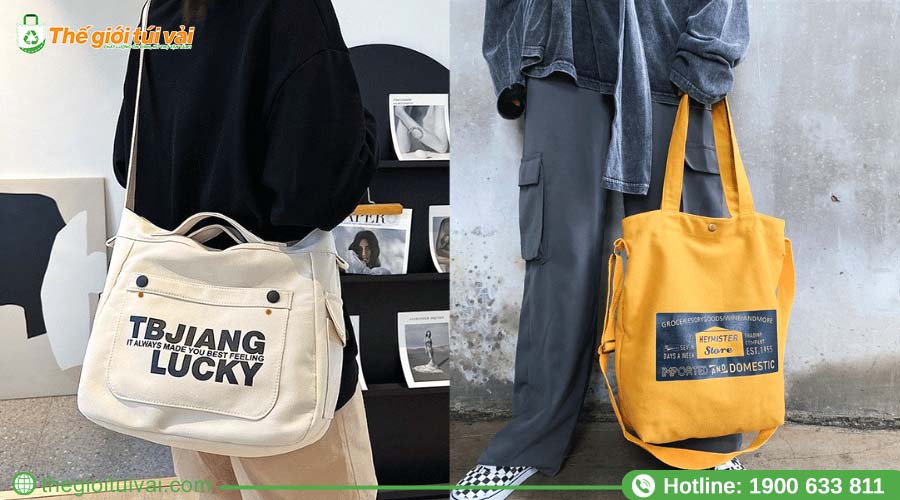 Túi canvas Hàn Quốc in thông điệp thương hiệu Túi canvas Hàn Quốc in thông điệp thương hiệu