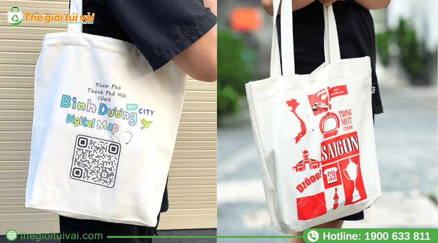 Túi vải canvas in ấn logo thương hiệu đẹp mắt Túi vải canvas in ấn logo thương hiệu đẹp mắt