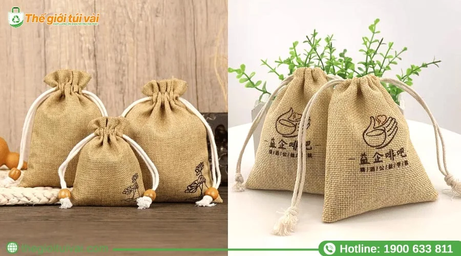 Mẫu túi vải đay dây rút in ấn các hình ảnh trang trí đẹp mắt Mẫu túi vải đay dây rút in ấn các hình ảnh trang trí đẹp mắt