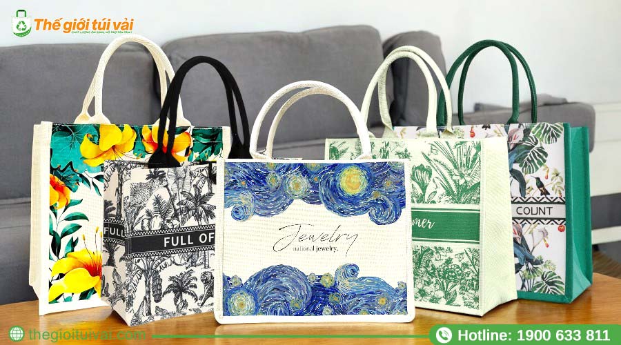 Túi vải đay linen in thương hiệu bằng kỹ thuật in PET Túi vải đay linen in thương hiệu bằng kỹ thuật in PET