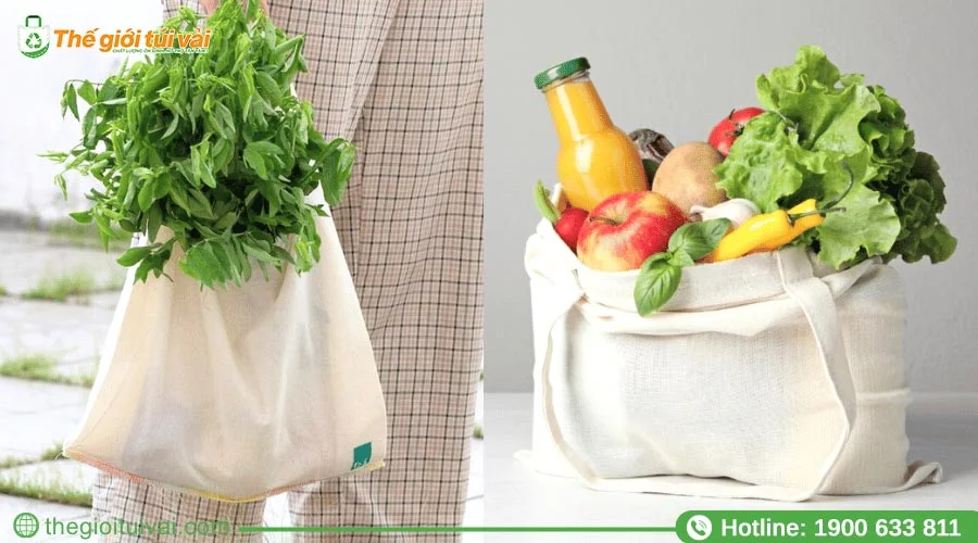 Túi đi chợ chất liệu vải cotton Túi đi chợ chất liệu vải cotton