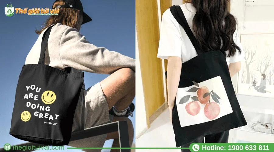 Kiểu dáng túi tote vải đi học phong cách trẻ trung Kiểu dáng túi tote vải đi học phong cách trẻ trung