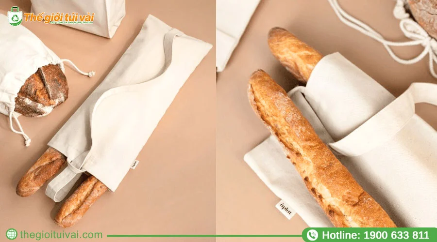 Túi đựng bánh mì chất liệu vải canvas Túi đựng bánh mì chất liệu vải canvas