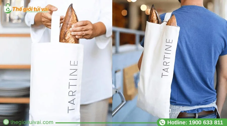 Túi vải đựng bánh mì kiểu dáng quai xách mang theo mọi nơi Túi vải đựng bánh mì kiểu dáng quai xách mang theo mọi nơi