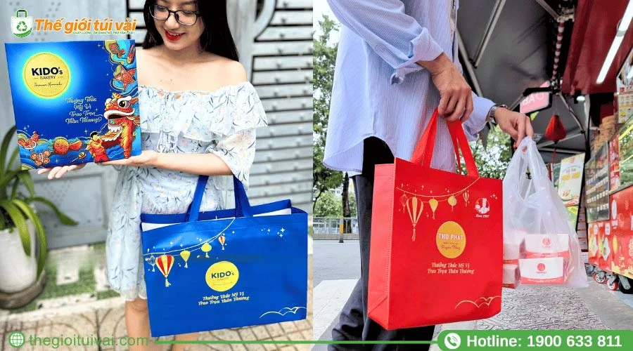 Túi vải đựng bánh trung thu KIDO sang trọng, dùng làm quà tặng khách hàng