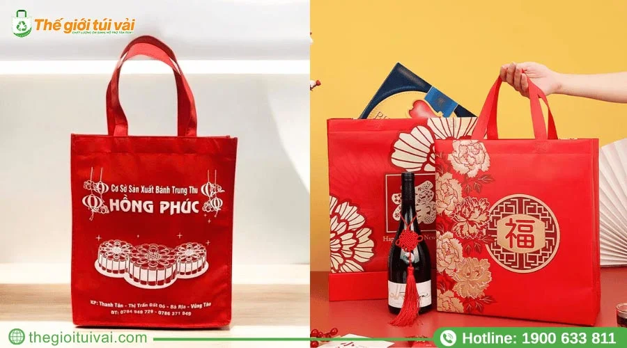 Mẫu túi vải đựng bánh trung thu kiểu dáng quai xách Mẫu túi vải đựng bánh trung thu kiểu dáng quai xách