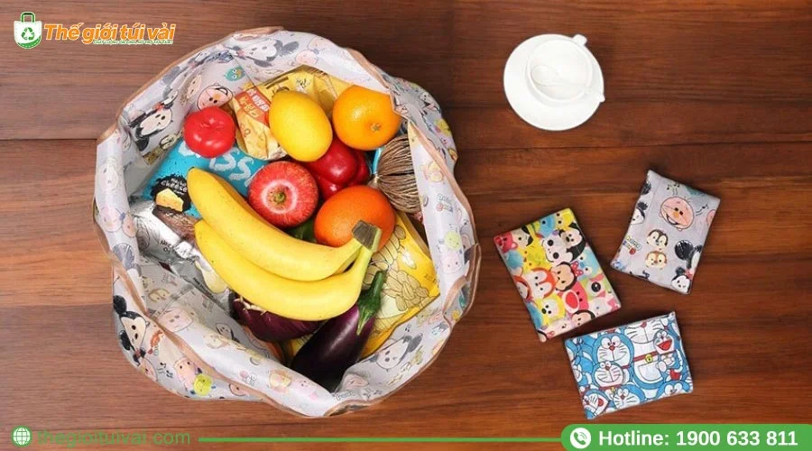 Túi vải đựng hoa quả chất liệu vải dù bền, chắc chắn Túi vải đựng hoa quả chất liệu vải dù bền, chắc chắn