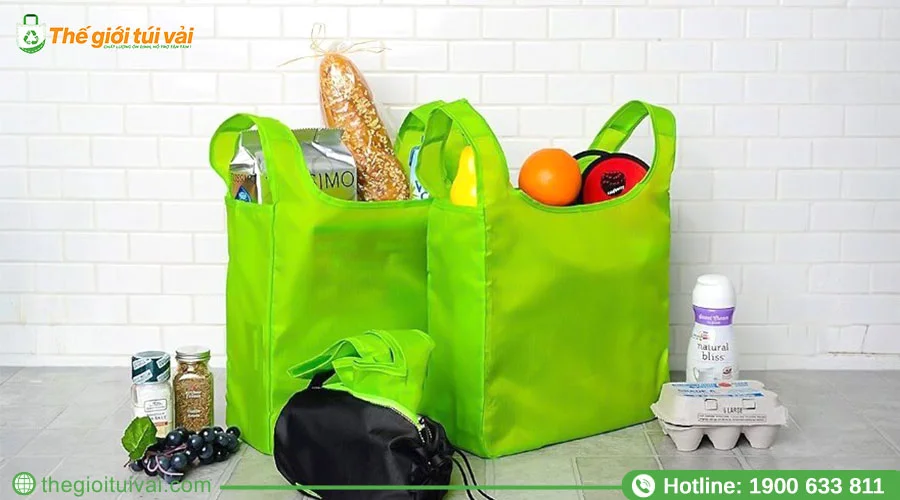 Màu sắc xanh lá tươi mới được sử dụng sản xuất túi vải đựng hoa quả Màu sắc xanh lá tươi mới được sử dụng sản xuất túi vải đựng hoa quả