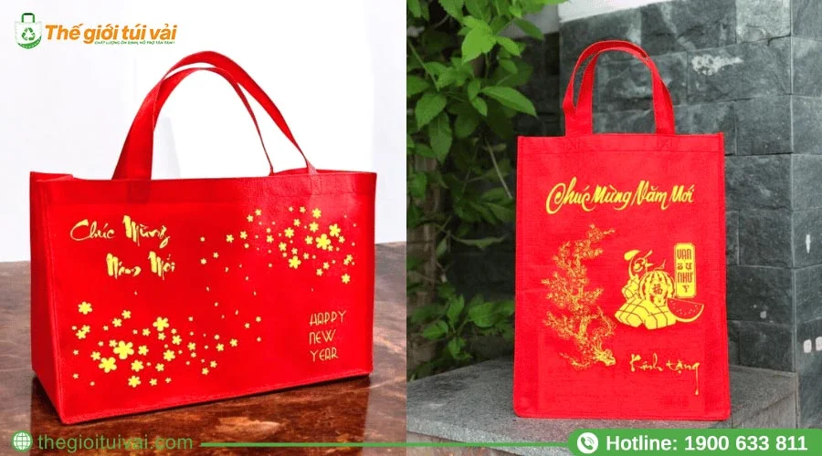 Mẫu túi đựng quà tết chất liệu vải không dệt