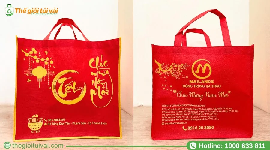 Túi vải chúc mừng năm mới kiểu dáng hình hộp chữ nhật dung tích lớn Túi vải chúc mừng năm mới kiểu dáng hình hộp chữ nhật dung tích lớn