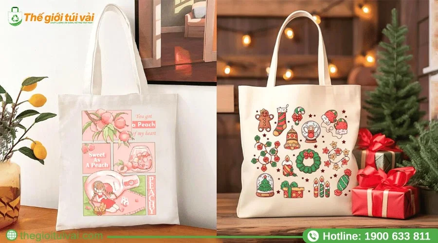 Túi vải đựng quà chất liệu vải cotton Túi vải đựng quà chất liệu vải cotton
