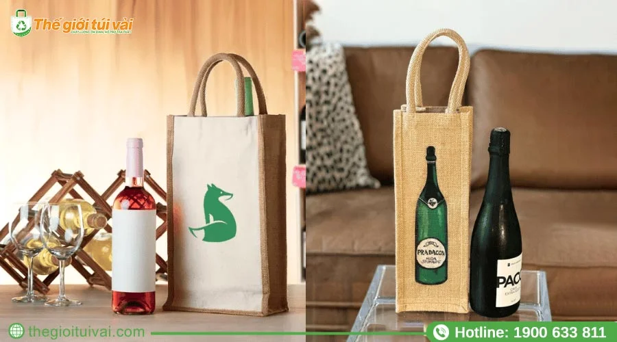 Túi đựng rượu chất liệu vải đay Túi đựng rượu chất liệu vải đay