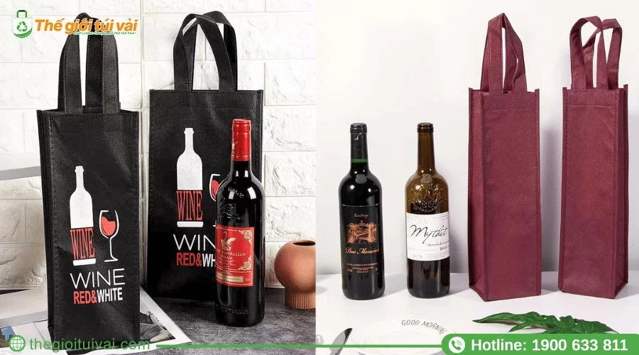 Túi vải đựng rượu dạng hộp đựng 1 chai Túi vải đựng rượu dạng hộp đựng 1 chai