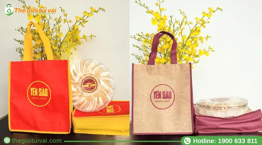 Mẫu thiết kế túi vải đựng yến sào in logo thương hiệu tạo điểm nhấn Mẫu thiết kế túi vải đựng yến sào in logo thương hiệu tạo điểm nhấn