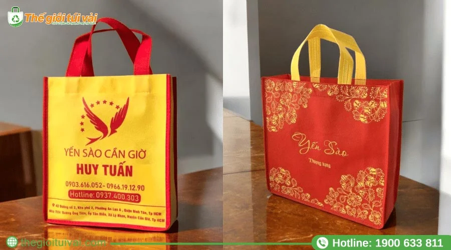 Túi đựng yến in bằng phương pháp in lụa Túi đựng yến in bằng phương pháp in lụa