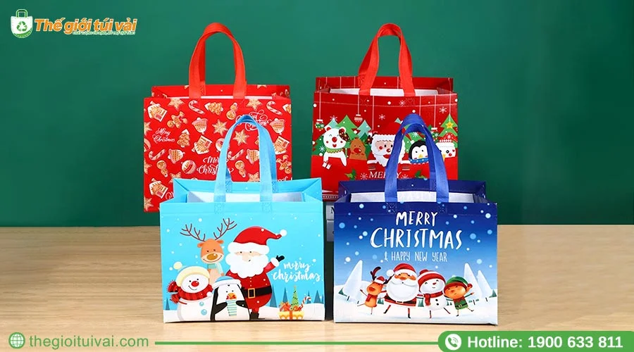 Thông tin giáng sinh được in lên túi không dệt cán màng Thông tin giáng sinh được in lên túi không dệt cán màng