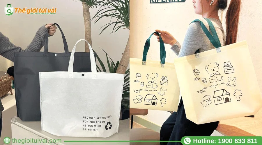 Túi không dệt chặt đáy thời trang thân thiện môi trường