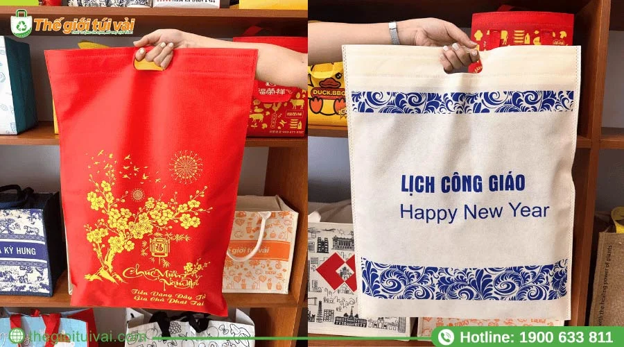 Túi vải đựng lịch Tết thiết kế tay cầm lỗ xoài tiện lợi Túi vải đựng lịch Tết thiết kế tay cầm lỗ xoài tiện lợi