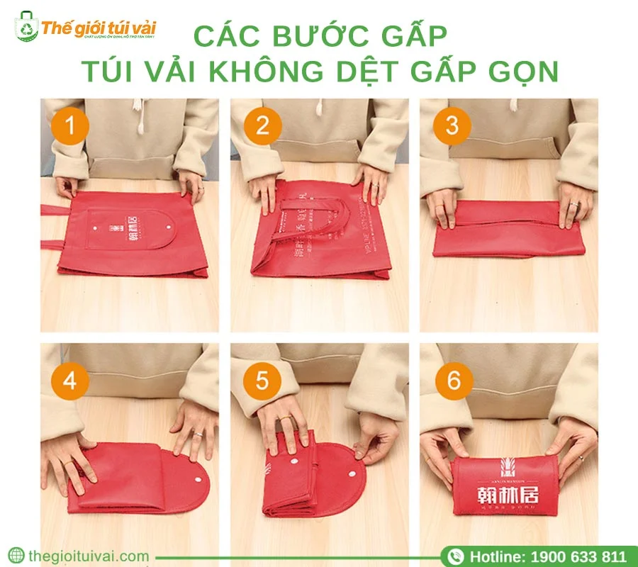 Các bước gấp túi vải không dệt gấp gọn