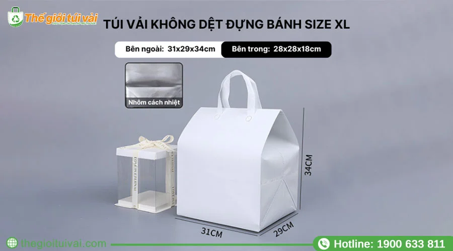 Túi vải giữ nhiệt không dệt đựng bánh kem size XL